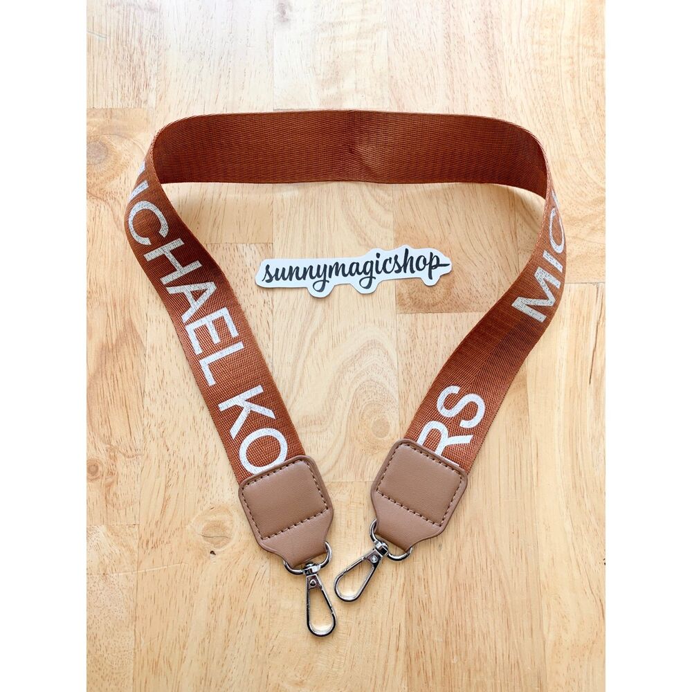 Michael Kors Rust Orange Brown Wide Logo Straps